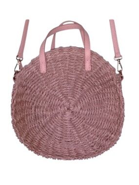LC Lauren Conrad rose pink round woven shoulder or 'top handle' bag.